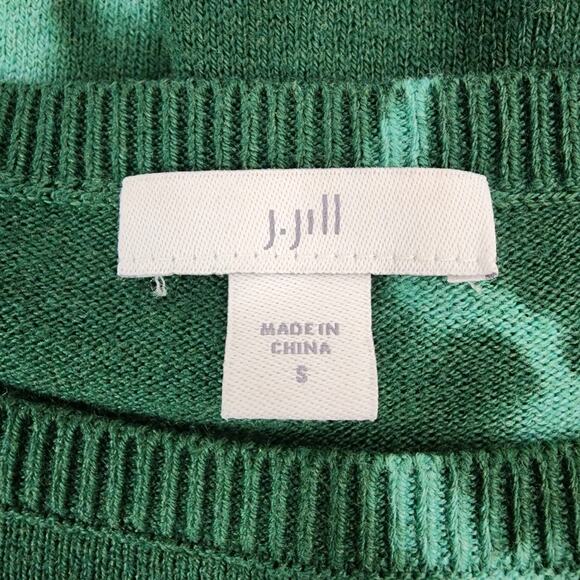 J. Jill Womens Tie Dye Sweater Small Green Cotton Viscose Blend Ribbed Pullover - Picture 8 of 10